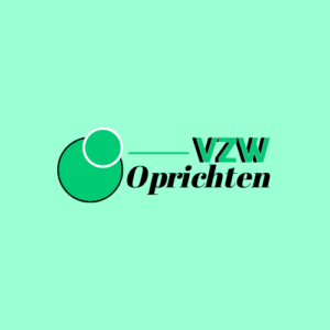 Logo met een groene cirkel en de tekst: "VZW Oprichten" op een lichtgroene achtergrond.